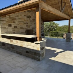 Outdoor structure, patio, fireplace